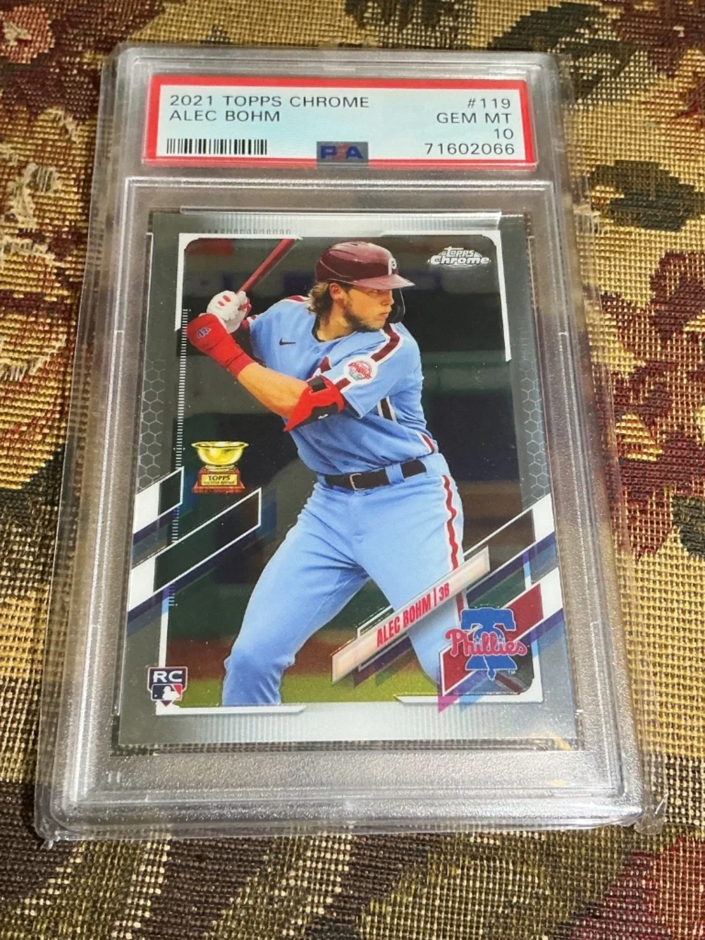 2021 Topps Chrome Baseball Alec Bohm #119 Graded PSA 10 MLB Rookie card